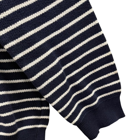 VINCE Navy Blue White Striped Knit Sweater Size Large - Picture 5 of 7